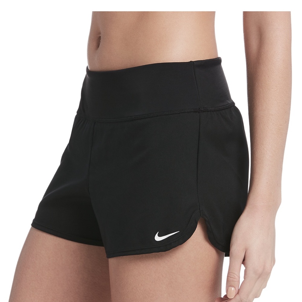 Nike Women’s Large Board Shorts Black NWT small zipper pocket on back wide band